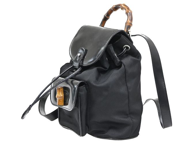 Gucci Vintage Bamboo Nylon y Patent Leather Mini Negro - vista 3