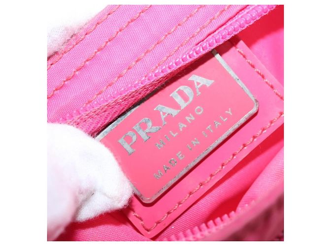 Prada Tessuto Small Messenger-Tasche mit Fronttasche Pink - Ansicht 6
