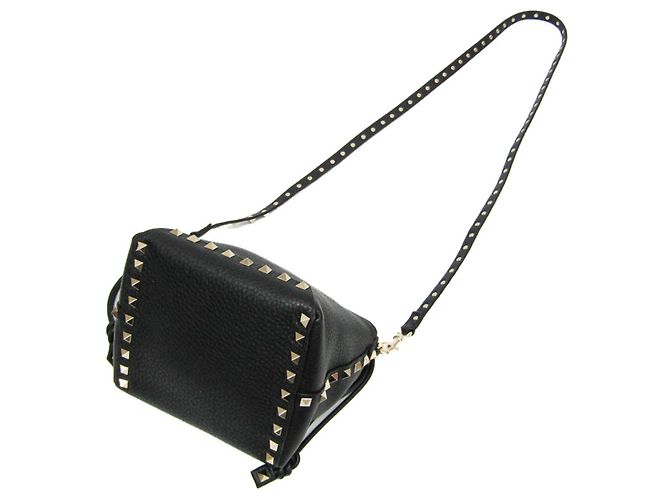 Borsa a spalla con cordino Lockstuds di Valentino Garavani Nero - vista 3