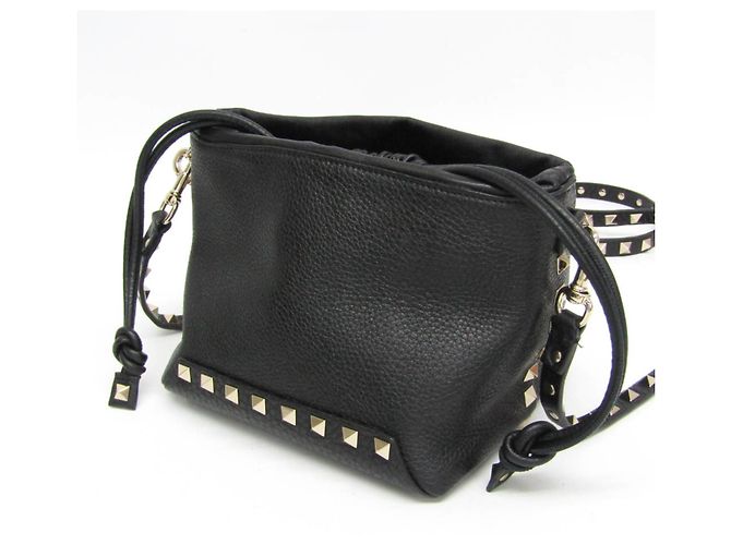 Borsa a spalla con cordino Lockstuds di Valentino Garavani Nero - vista 7