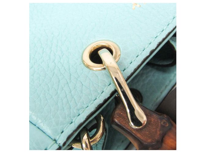 Gucci Bamboo Mini Shopper 368823 Blu chiaro - vista 10
