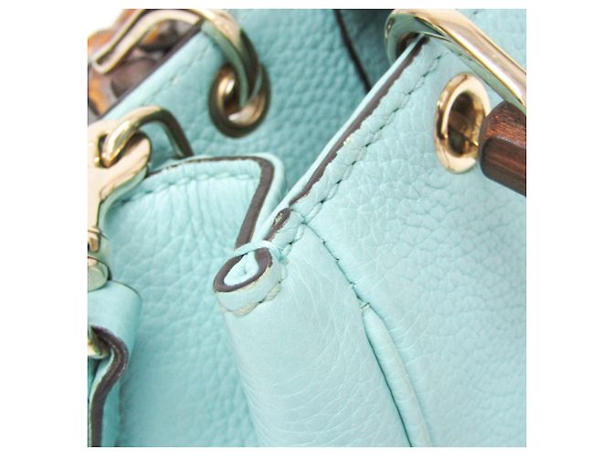 Gucci Bamboo Mini Shopper 368823 Blu chiaro - vista 15
