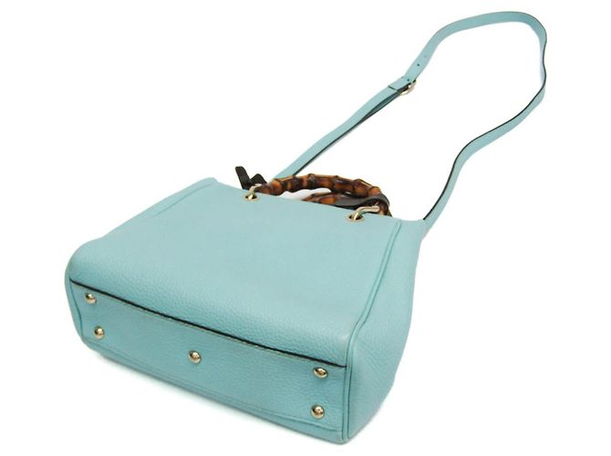 Gucci Bamboo Mini Shopper 368823 Blu chiaro - vista 3