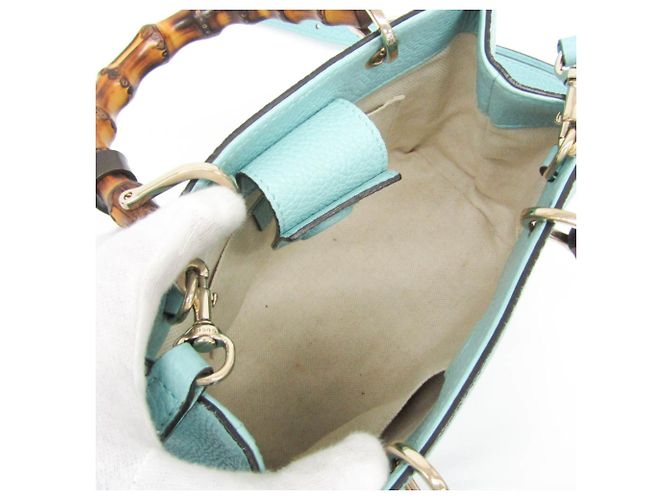 Gucci Bamboo Mini Shopper 368823 Blu chiaro - vista 4