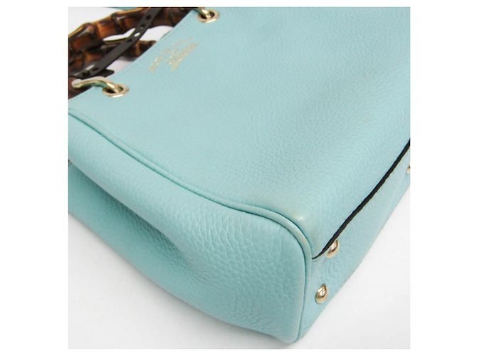 Gucci Bamboo Mini Shopper 368823 Blu chiaro - vista 7
