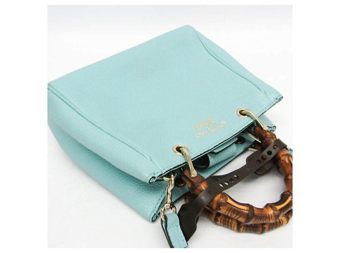 Gucci Bamboo Mini Shopper 368823 Blu chiaro - vista 9