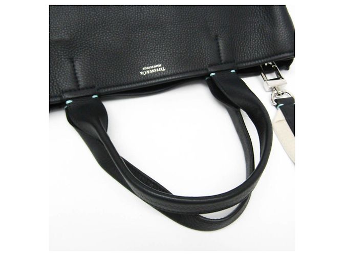 Tiffany & Co Tiffany 2-Wege Leder Schultertasche Schwarz - Ansicht 9