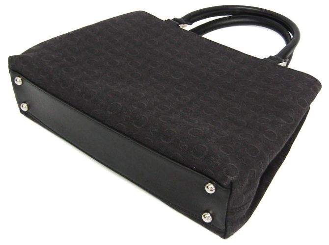 Céline Borsa a mano Celine C Macadam con motivo carrozza Nero Marrone scuro - vista 3