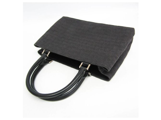 Céline Borsa a mano Celine C Macadam con motivo carrozza Nero Marrone scuro - vista 7