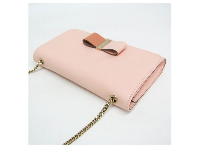 Borsa a Spalla Chloé Ribbon Chain Rosa Beige - vista 6