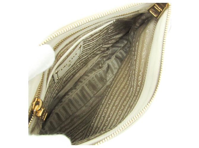 Borsa a Spalla Prada LOGO JACQUARD BT867A Beige Bianco sporco - vista 3