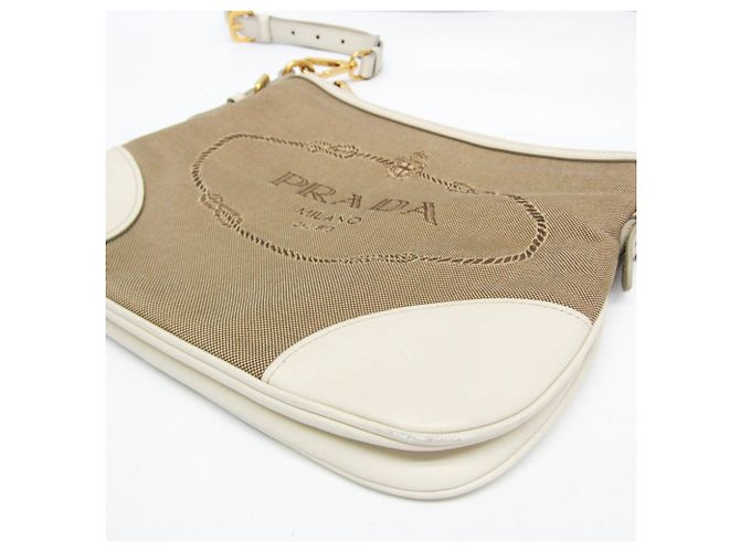 Borsa a Spalla Prada LOGO JACQUARD BT867A Beige Bianco sporco - vista 4