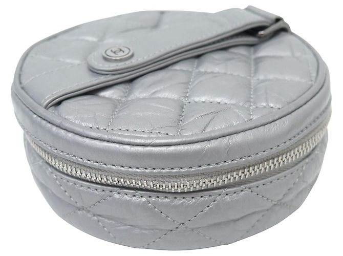 NEUE CHANEL RUNDE QUILTED LEDER GÜRTELTASCHE Silber - Ansicht 3