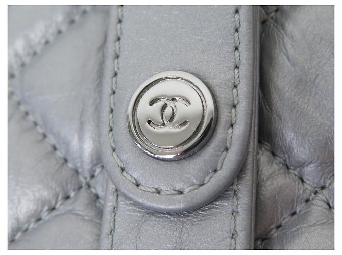 NEUE CHANEL RUNDE QUILTED LEDER GÜRTELTASCHE Silber - Ansicht 5