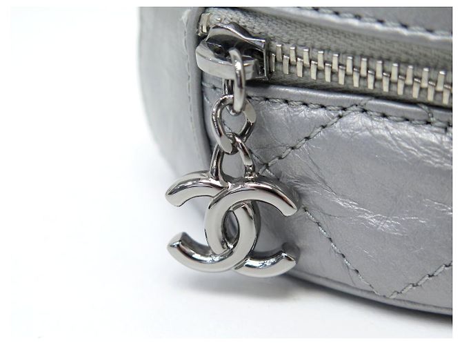 NEUE CHANEL RUNDE QUILTED LEDER GÜRTELTASCHE Silber - Ansicht 6