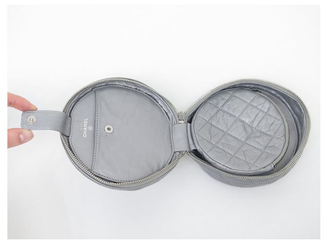 NEUE CHANEL RUNDE QUILTED LEDER GÜRTELTASCHE Silber - Ansicht 7