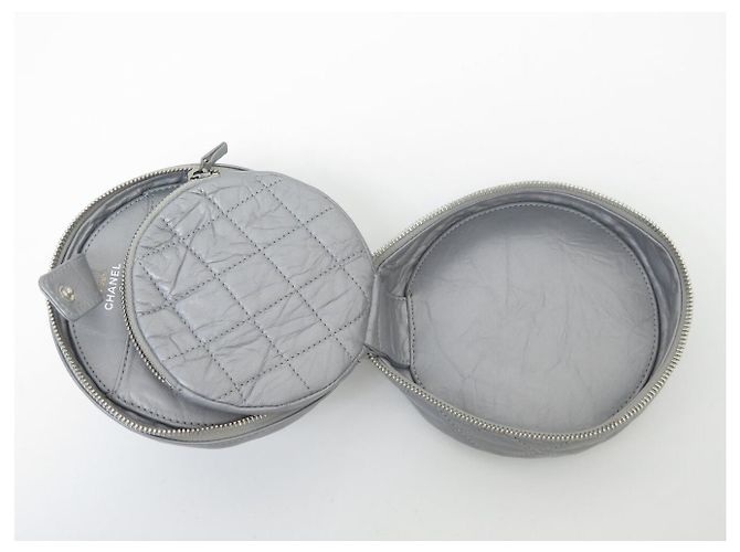 NEUE CHANEL RUNDE QUILTED LEDER GÜRTELTASCHE Silber - Ansicht 8