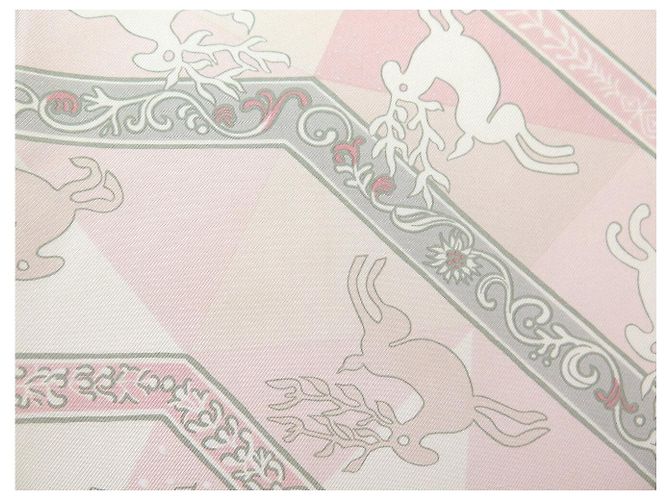 Hermès BUFANDA HERMES FLORES DE INVIERNO SANDRA LAROCHE 90 SEDA ROSA - vista 12