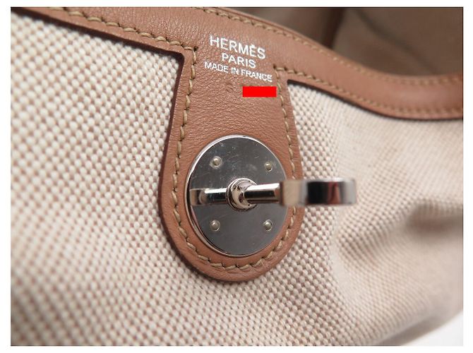 Hermès BORSA HERMES LINDY 30 2008 IN CANVAS E PELLE SWIFT BEIGE - vista 11