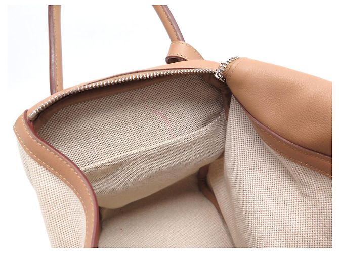 Hermès BORSA HERMES LINDY 30 2008 IN CANVAS E PELLE SWIFT BEIGE - vista 15