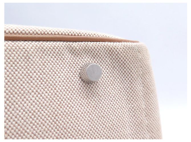 Hermès BORSA HERMES LINDY 30 2008 IN CANVAS E PELLE SWIFT BEIGE - vista 19