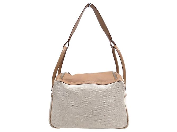Hermès BORSA HERMES LINDY 30 2008 IN CANVAS E PELLE SWIFT BEIGE - vista 2