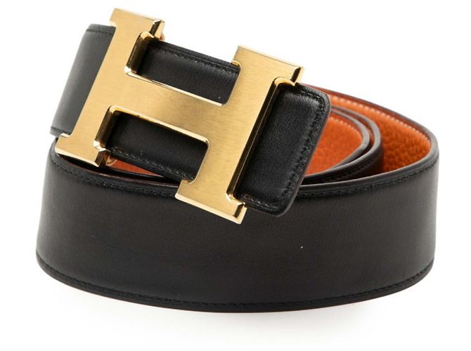 Hermès Hermes Constance H Reversible Belt Black Orange - view 2
