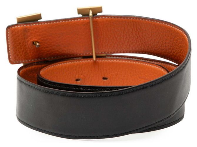 Hermès Hermes Constance H Reversible Belt Black Orange - view 3