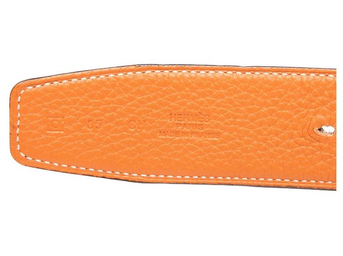 Hermès Hermes Constance H Reversible Belt Black Orange - view 6