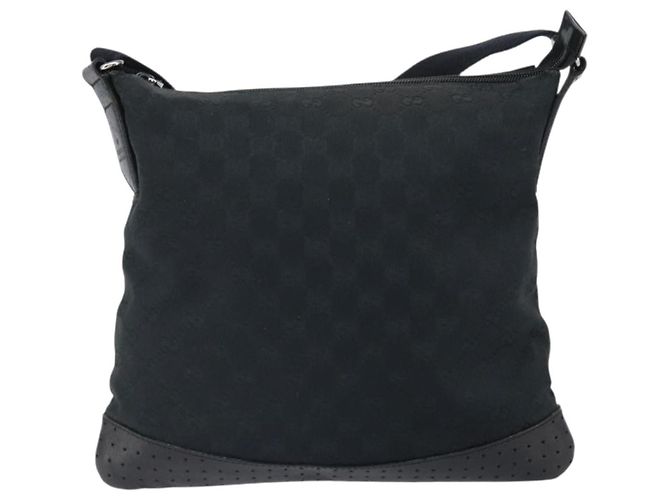 Gucci Zip Messenger Bag GG Canvas mit perforiertem Leder mittel Schwarz - Ansicht 2