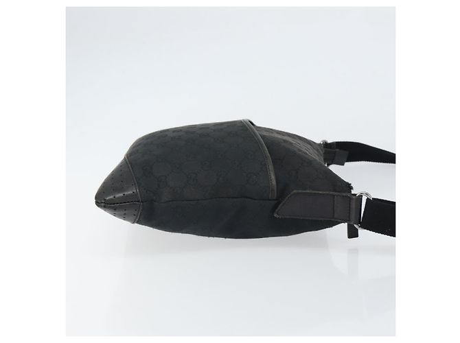 Gucci Zip Messenger Bag GG Canvas mit perforiertem Leder mittel Schwarz - Ansicht 3