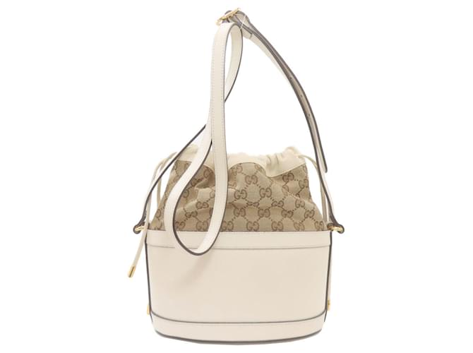 Borsa a secchiello Horsebit Gucci Marrone Bianco - vista 2