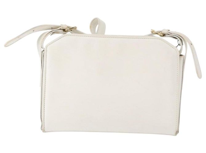 Céline Celine Vintage Schultertasche aus Leder Weiß - Ansicht 2