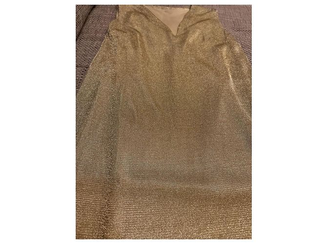 Prada Kleid aus goldenem Metallic-Acetat-Strick - Ansicht 10
