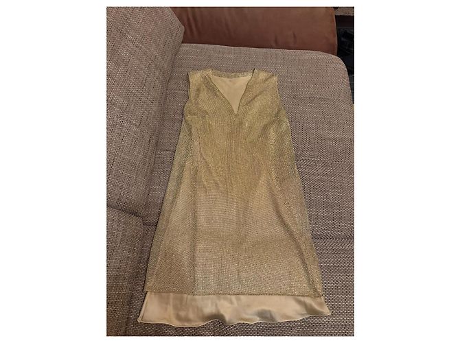 Prada Kleid aus goldenem Metallic-Acetat-Strick - Ansicht 3