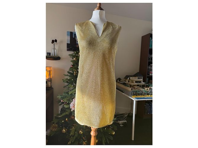 Prada Kleid aus goldenem Metallic-Acetat-Strick - Ansicht 4