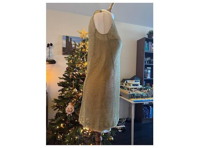 Prada Kleid aus goldenem Metallic-Acetat-Strick - Ansicht 5
