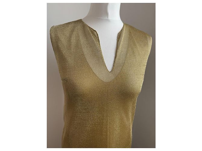 Prada Kleid aus goldenem Metallic-Acetat-Strick - Ansicht 8