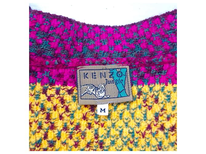 Kenzo Jungle bordeauxfarbener Pullover mit Blumen 1980er Mehrfarben Bronze - Ansicht 3