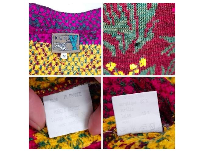 Kenzo Jungle bordeauxfarbener Pullover mit Blumen 1980er Mehrfarben Bronze - Ansicht 9