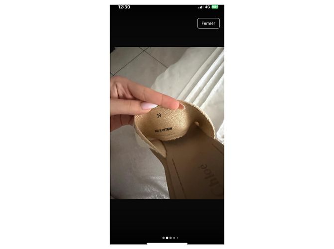 Sandali con zeppa Chloé Mila beige in tela - vista 7