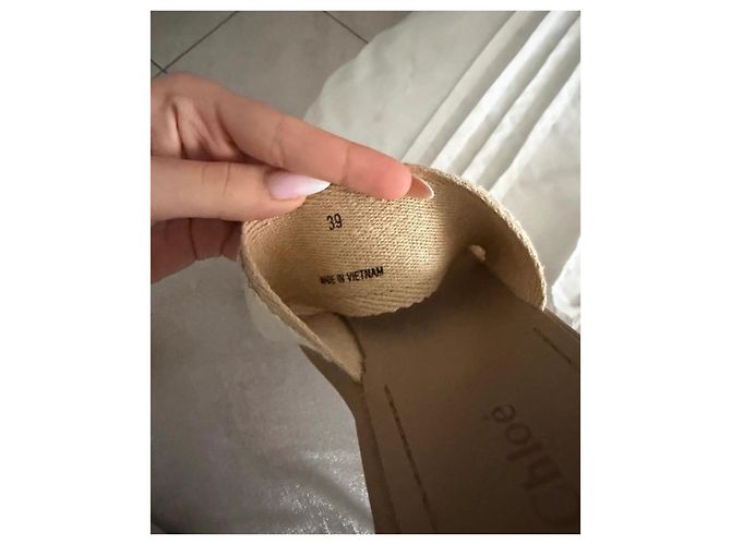 Sandali con zeppa Chloé Mila beige in tela - vista 8