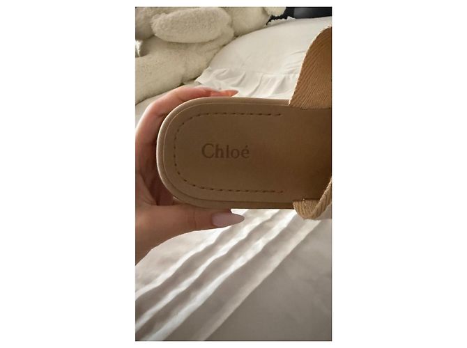 Sandali con zeppa Chloé Mila beige in tela - vista 9