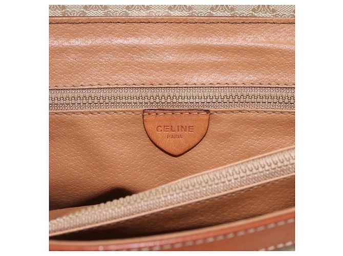 Céline Sac à main vintage Macadam en toile et cuir Celine Beige - vue 6