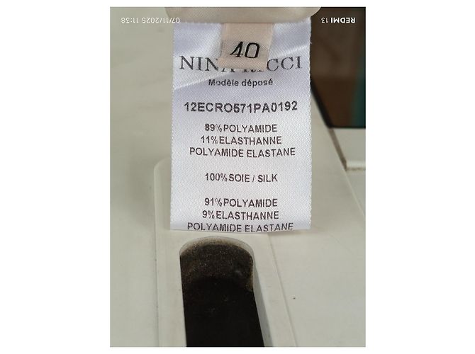 Nina Ricci Kleid aus Seide Creme Roh - Ansicht 11
