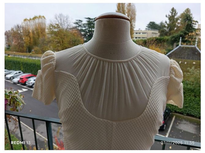 Nina Ricci Kleid aus Seide Creme Roh - Ansicht 2