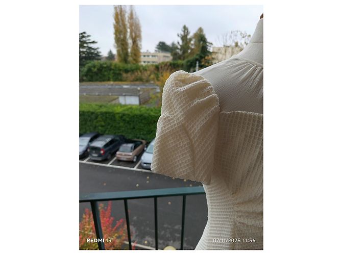 Nina Ricci Kleid aus Seide Creme Roh - Ansicht 3