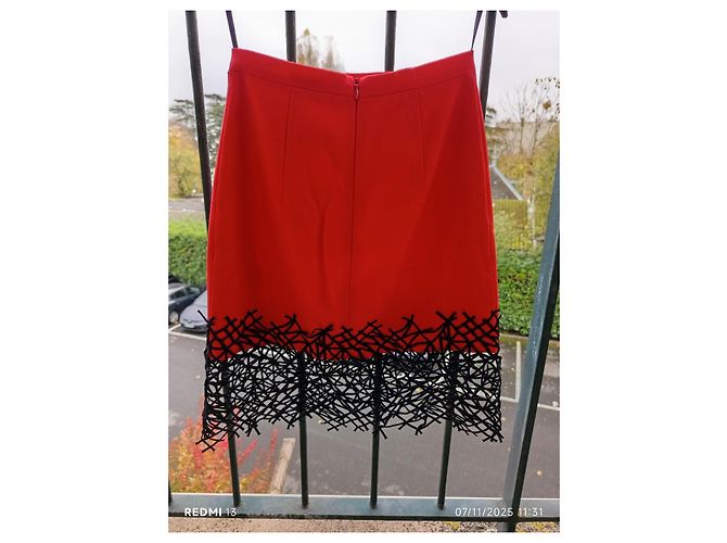 Gonna Christopher Kane in lana rossa e nera Nero Rosso - vista 4