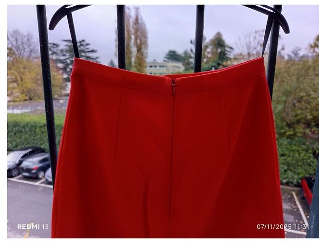 Gonna Christopher Kane in lana rossa e nera Nero Rosso - vista 5