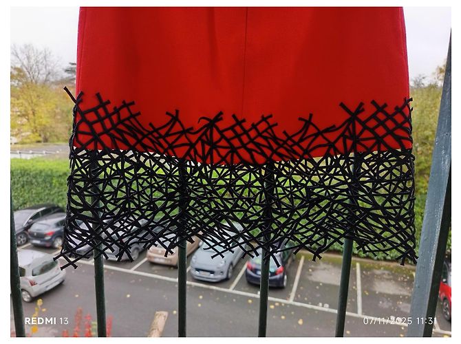 Gonna Christopher Kane in lana rossa e nera Nero Rosso - vista 6